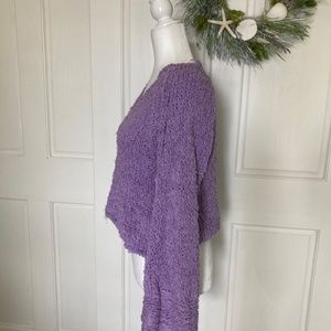 Soft Squishy Boxy Cropped Purple Chunky Knit Sweater - Small